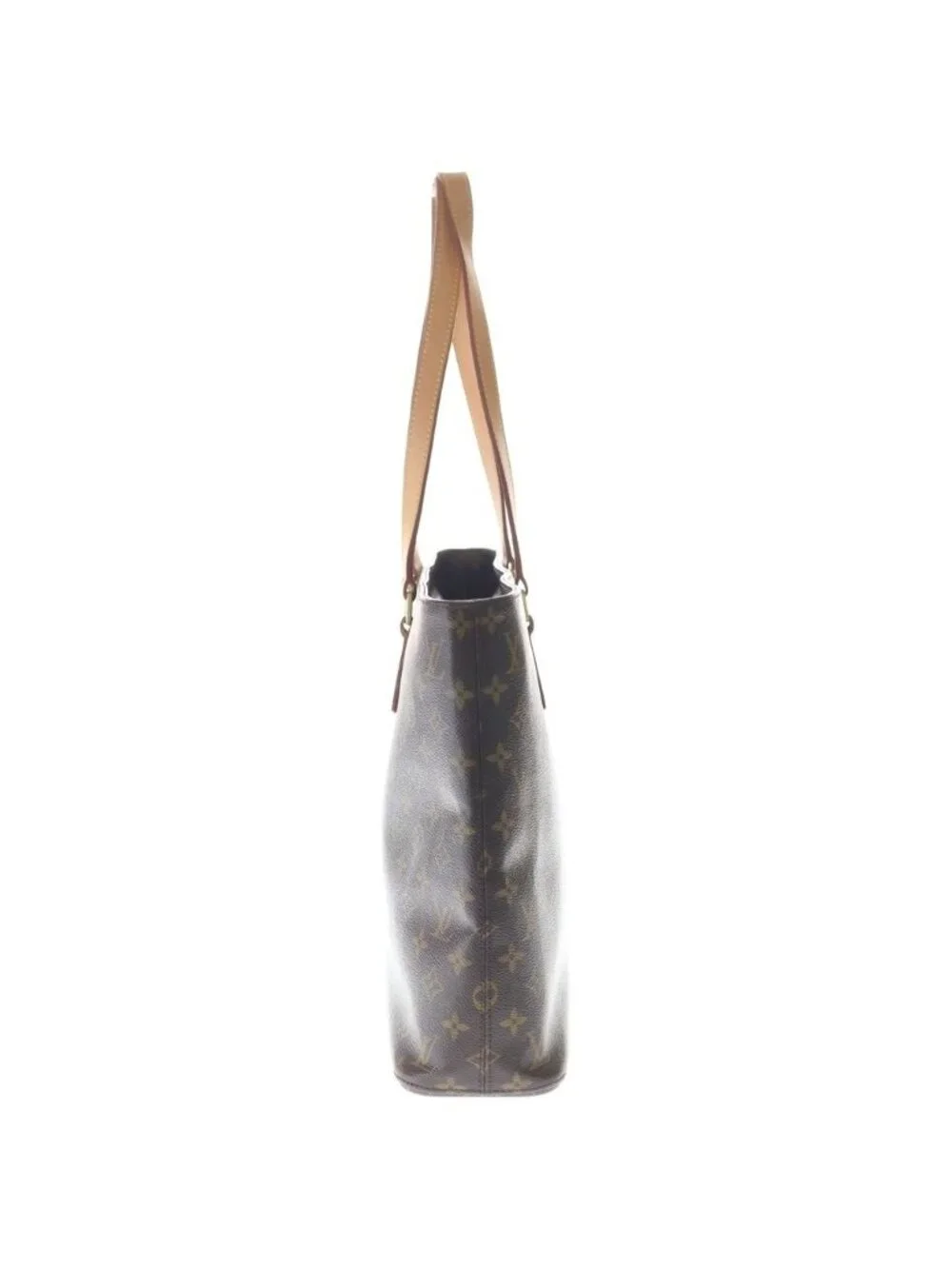 Louis Vuitton Monogram Tote Brown Leather Gold